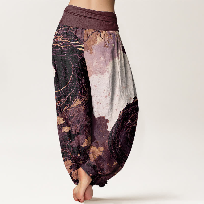Cotton Ancient Tree Print Mindful Meditation Harem Pants