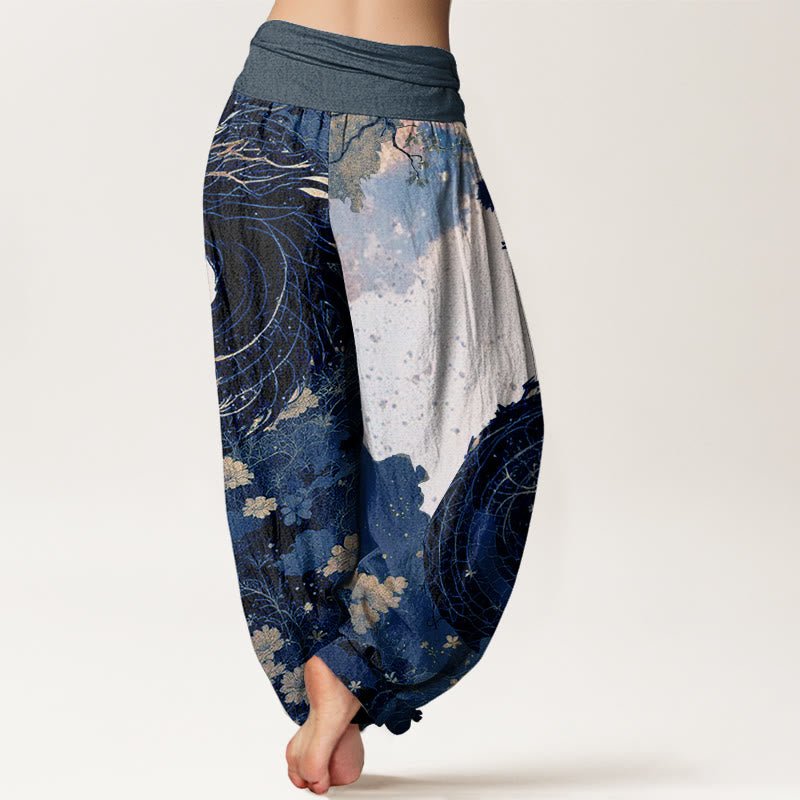Cotton Ancient Tree Print Mindful Meditation Harem Pants