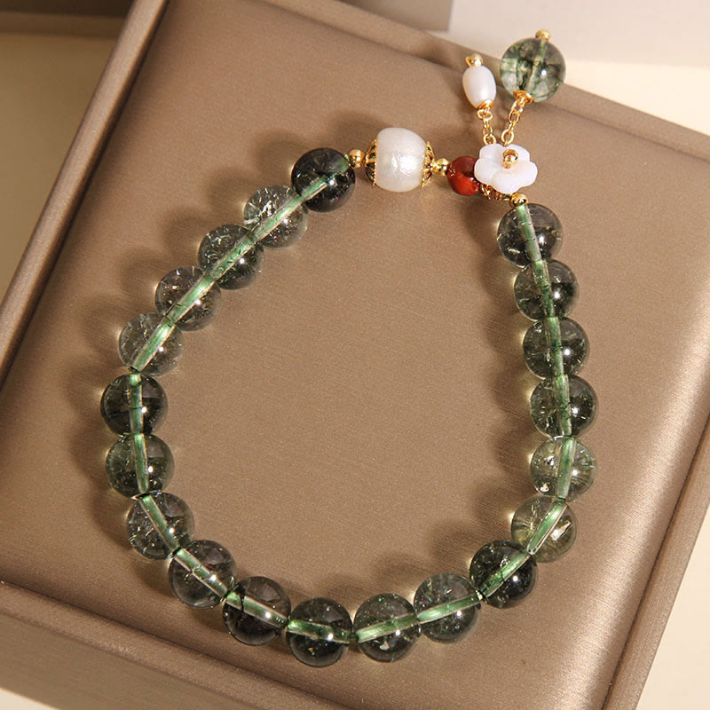 Natural Green Phantom Pearl Shell Flower Positive Bracelet