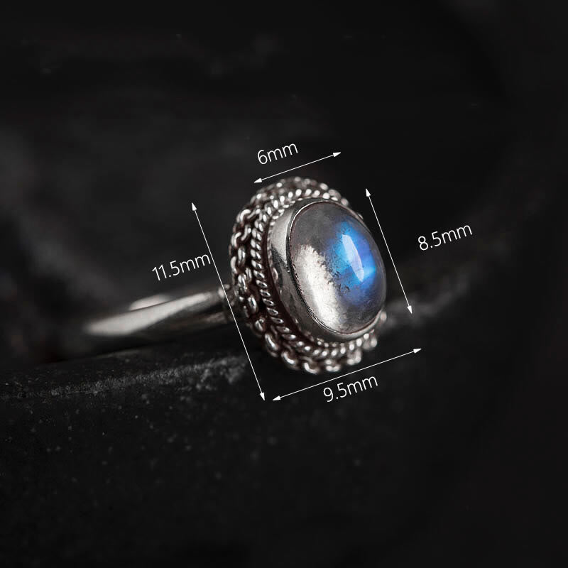 925 Sterling Silver Natural Moonstone Positive Ring
