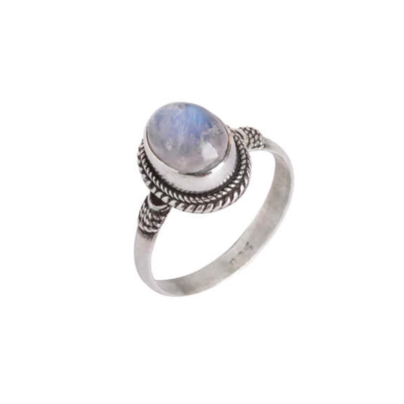 925 Sterling Silver Natural Moonstone Positive Ring