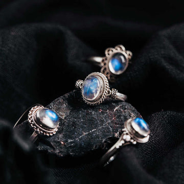 925 Sterling Silver Natural Moonstone Positive Ring