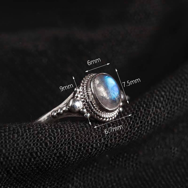 925 Sterling Silver Natural Moonstone Positive Ring
