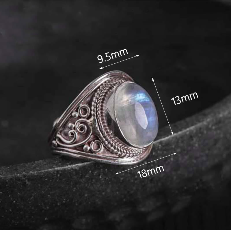 Handmade Natural Moonstone 925 Sterling Silver Adjustable Ring
