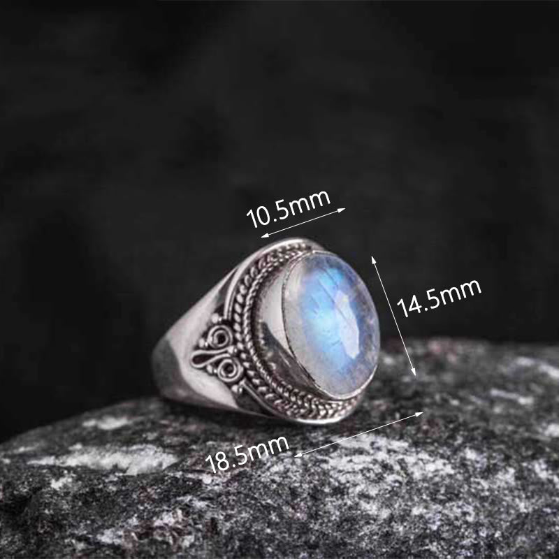Handmade Natural Moonstone 925 Sterling Silver Adjustable Ring