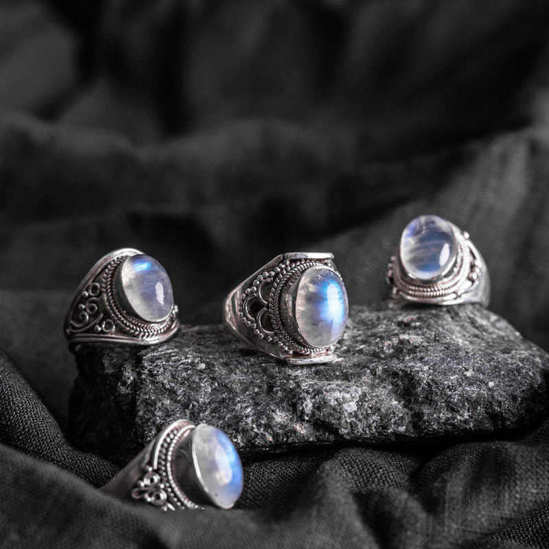 Handmade Natural Moonstone 925 Sterling Silver Adjustable Ring