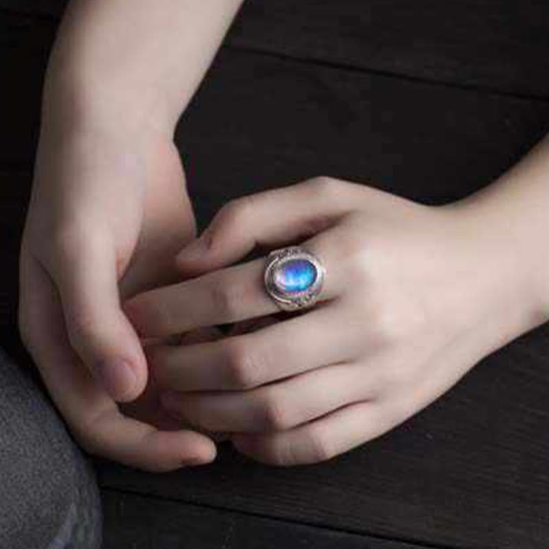 Handmade Natural Moonstone 925 Sterling Silver Adjustable Ring