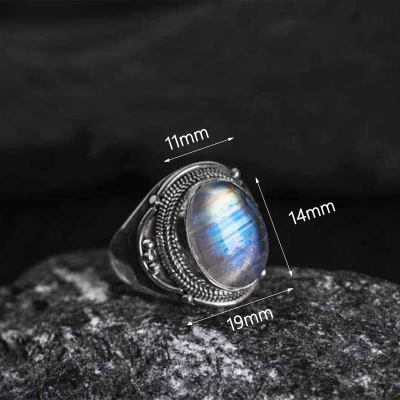 Handmade Natural Moonstone 925 Sterling Silver Adjustable Ring
