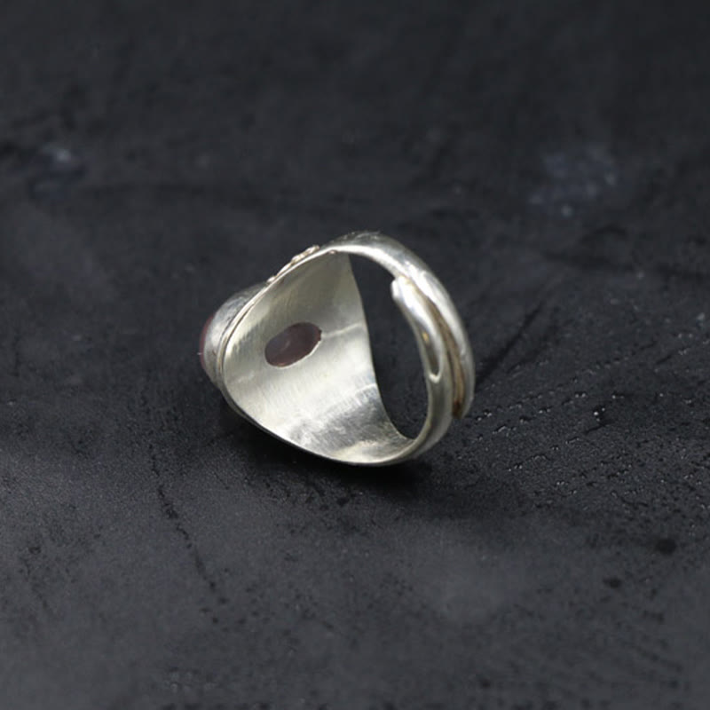 Handmade 925 Sterling Silver Natural Rose Quartz Adjustable Ring