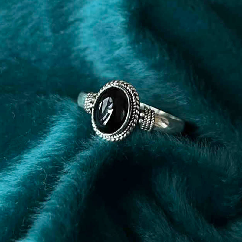 Handmade Adjustable 925 Sterling Silver Black Onyx Ring