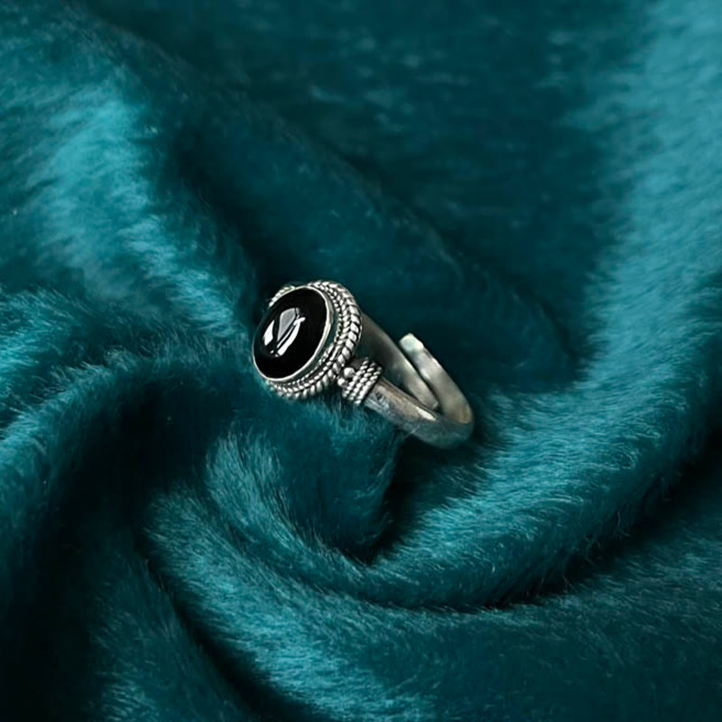 Handmade Adjustable 925 Sterling Silver Black Onyx Ring