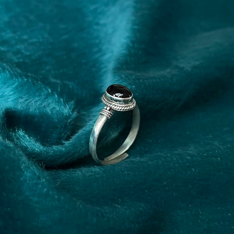 Handmade Adjustable 925 Sterling Silver Black Onyx Ring