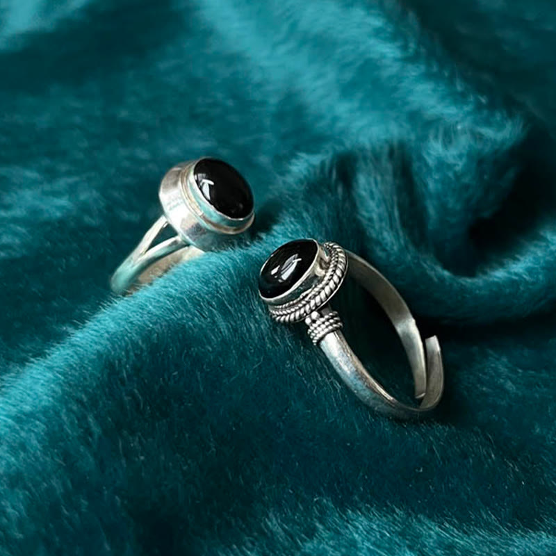 Handmade Adjustable 925 Sterling Silver Black Onyx Ring