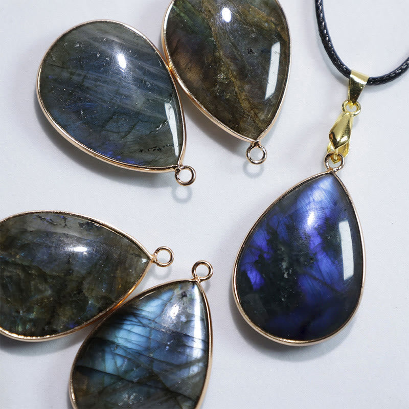 Water Drop Pattern Labradorite Healing Necklace Pendant
