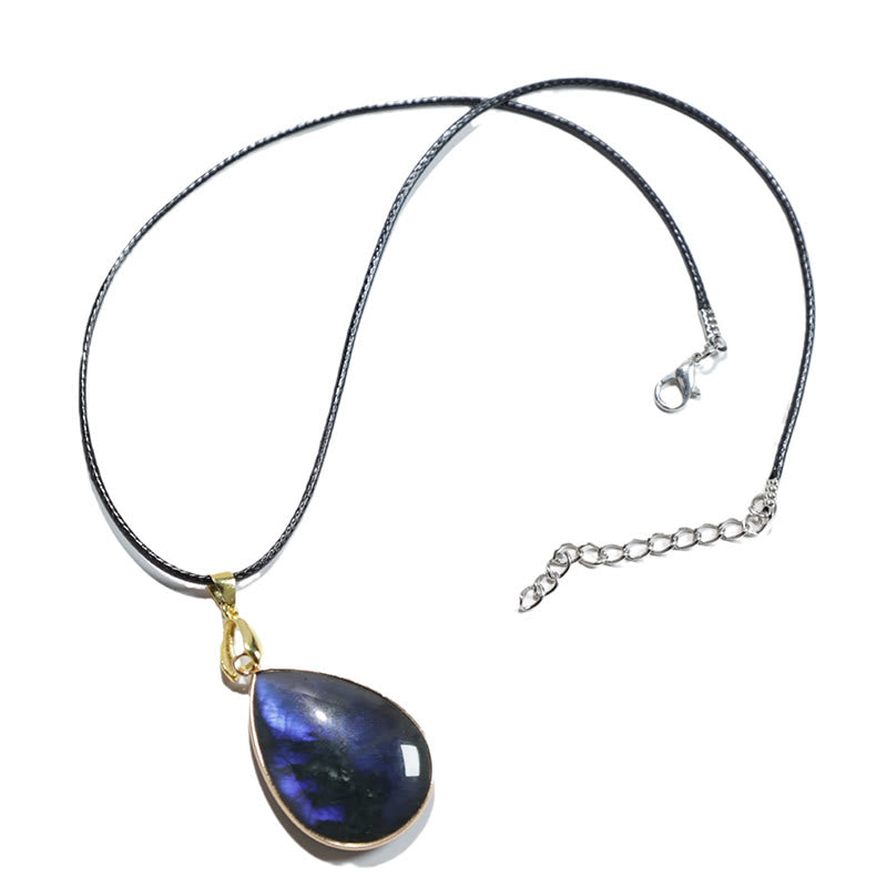 Water Drop Pattern Labradorite Healing Necklace Pendant