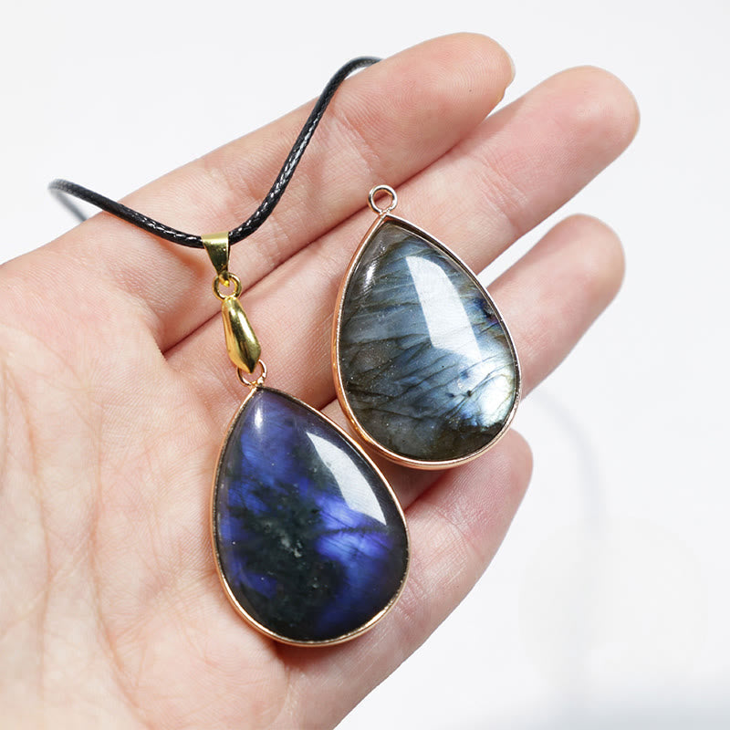 Water Drop Pattern Labradorite Healing Necklace Pendant
