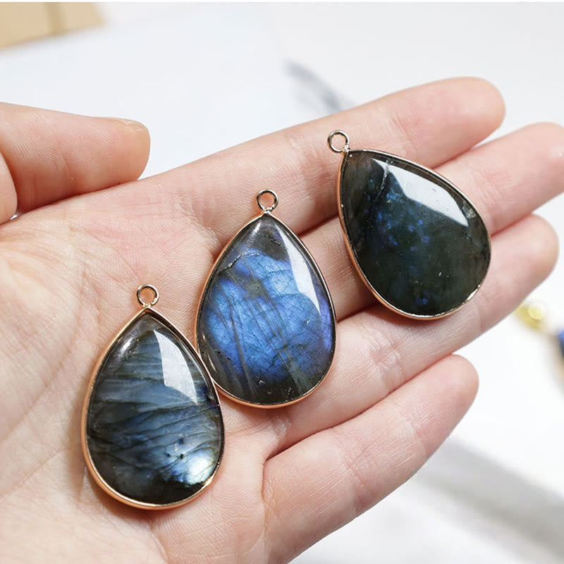 Water Drop Pattern Labradorite Healing Necklace Pendant