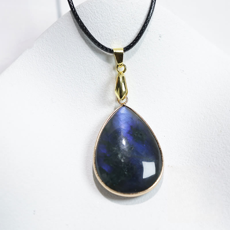 Water Drop Pattern Labradorite Healing Necklace Pendant