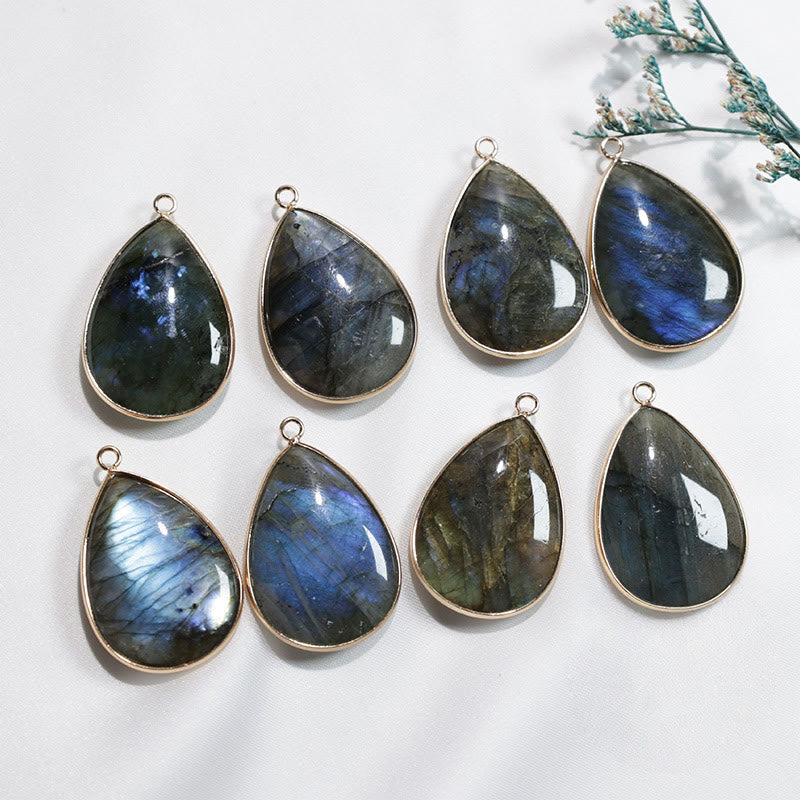 Water Drop Pattern Labradorite Healing Necklace Pendant