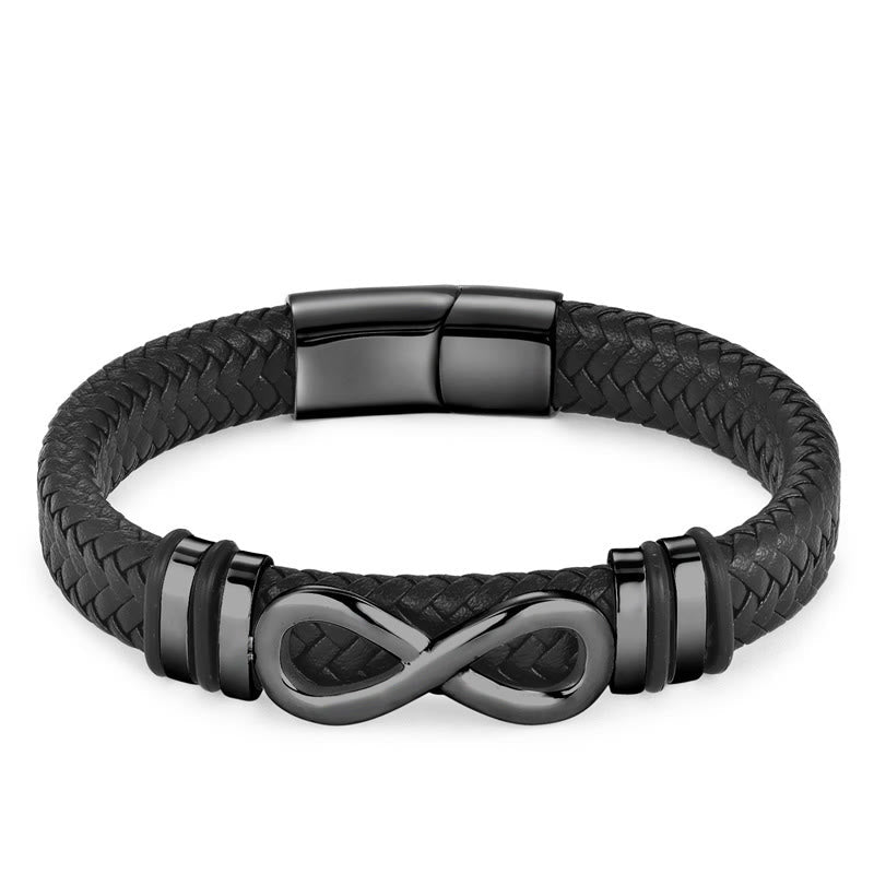 Endless Knot Design Titanium Steel Strengthen Braided Leather Buckle Bracelet