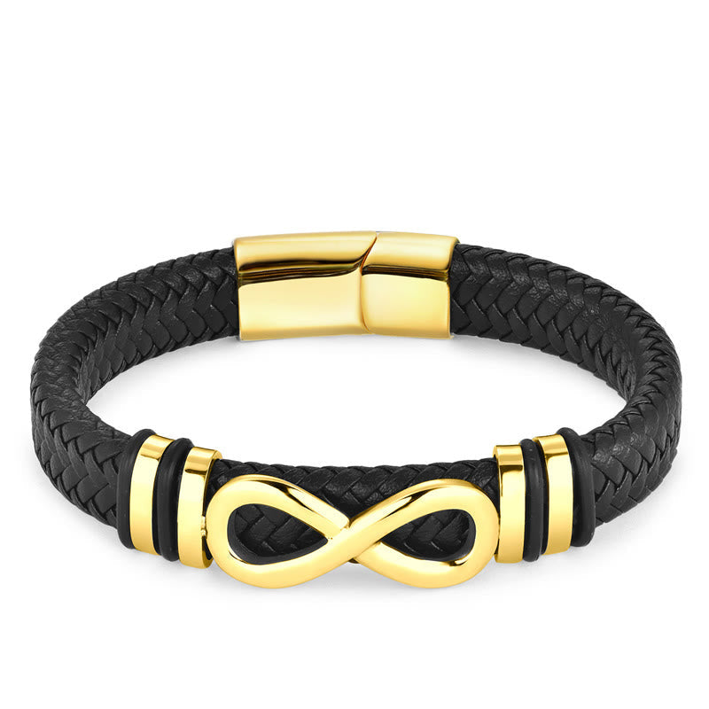 Endless Knot Design Titanium Steel Strengthen Braided Leather Buckle Bracelet
