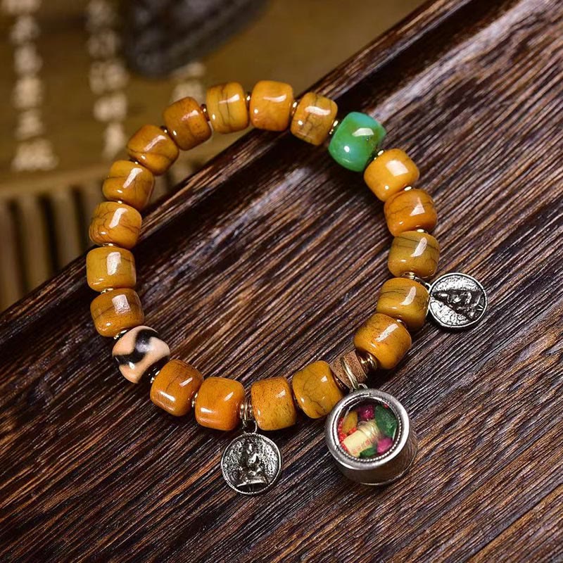 Vintage Tibetan Bone Beads Dzi Bead Cute Fox Balance Bracelet
