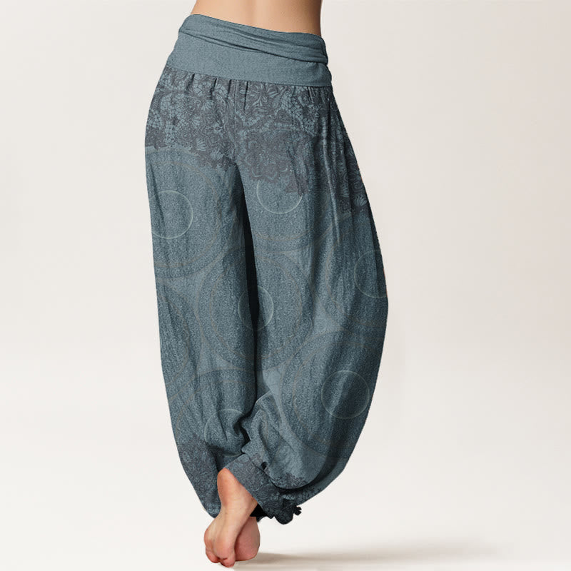Tactile Cotton Compass Print Mindful Movement Harem Pants
