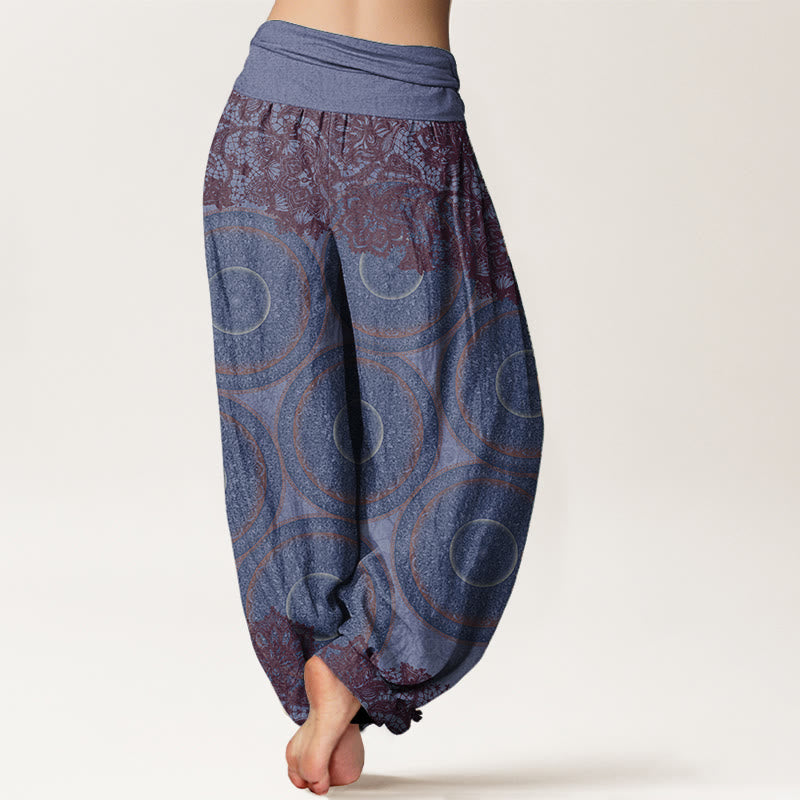 Tactile Cotton Compass Print Mindful Movement Harem Pants