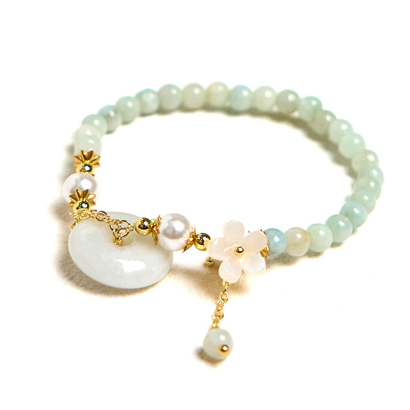 Jade Peace Buckle Beads Flower Prosperity Bracelet