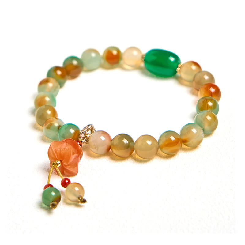 Natural Colorful Peacock Agate Butterfly Peace Buckle Lily Of The Valley Support Bracelet