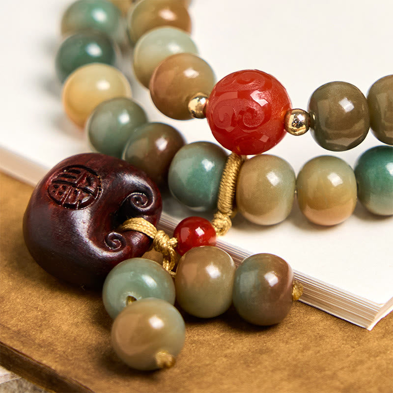 Sacred Bodhi Seed Om Mani Padme Hum Mantra Double Wrap Bracelet