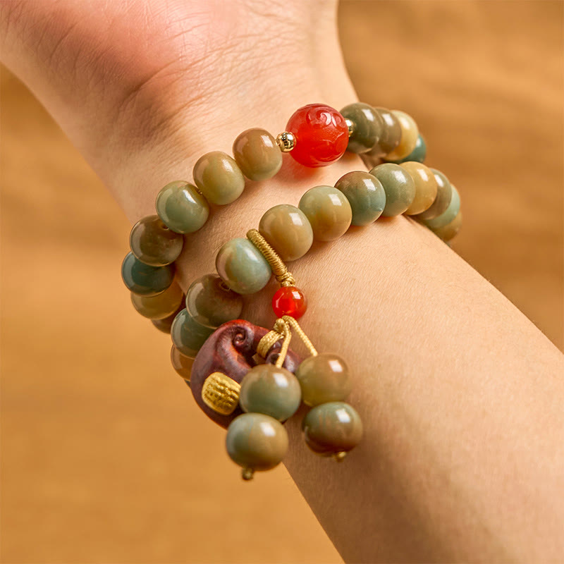 Sacred Bodhi Seed Om Mani Padme Hum Mantra Double Wrap Bracelet