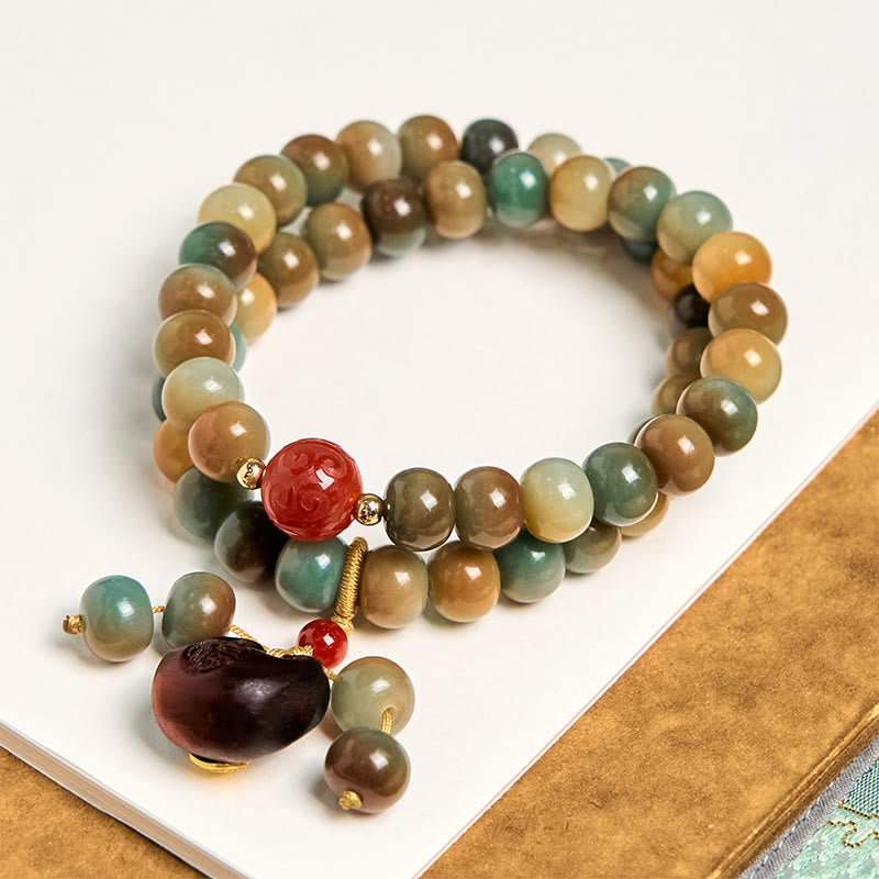 Sacred Bodhi Seed Om Mani Padme Hum Mantra Double Wrap Bracelet