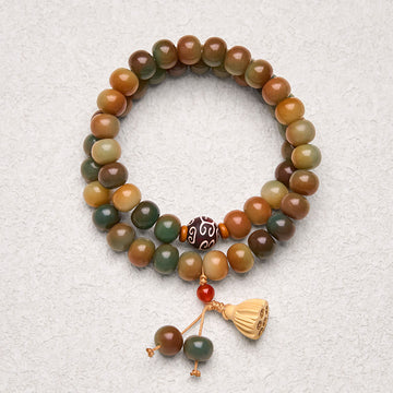 Handmade Colorful Bodhi Seed Lotus Pod Charm Double Wrap 10mm Bracelet