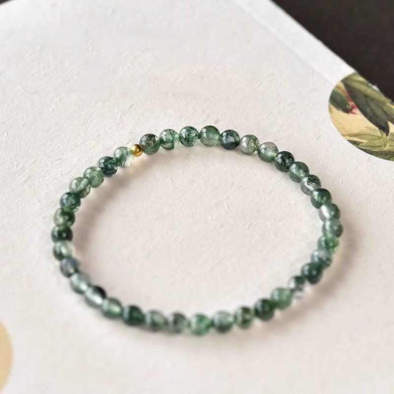 Minimalist Moss Agate Natural Stone Beaded Bracelet for Emotional Balance