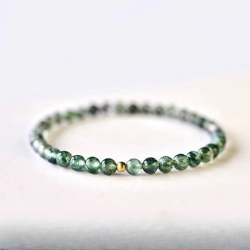 Minimalist Moss Agate Natural Stone Beaded Bracelet for Emotional Balance