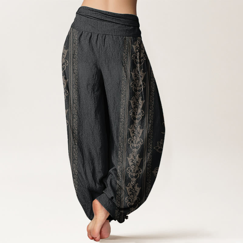 Cotton Elastic Waist Sacred Symbol Meditation Harem Pants