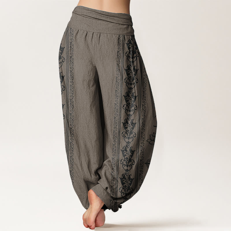 Cotton Elastic Waist Sacred Symbol Meditation Harem Pants