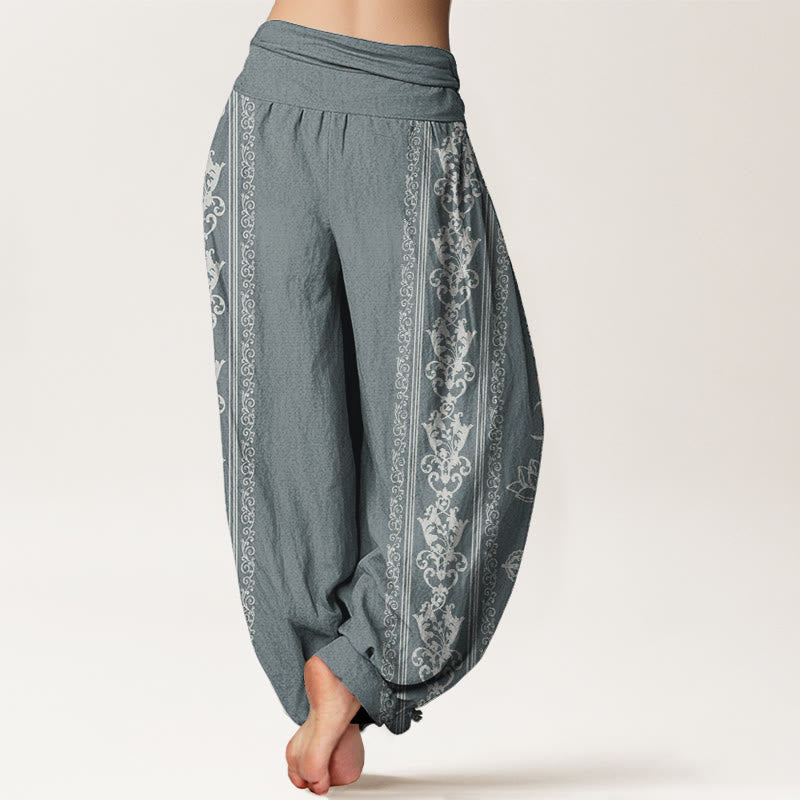 Cotton Elastic Waist Sacred Symbol Meditation Harem Pants