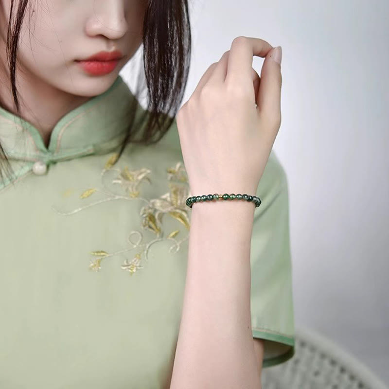 Minimalist Moss Agate Natural Stone Beaded Bracelet for Emotional Balance