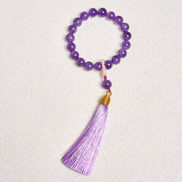 Natural Amethyst and Pearl Beaded Meditation Bracelet with Tassels
