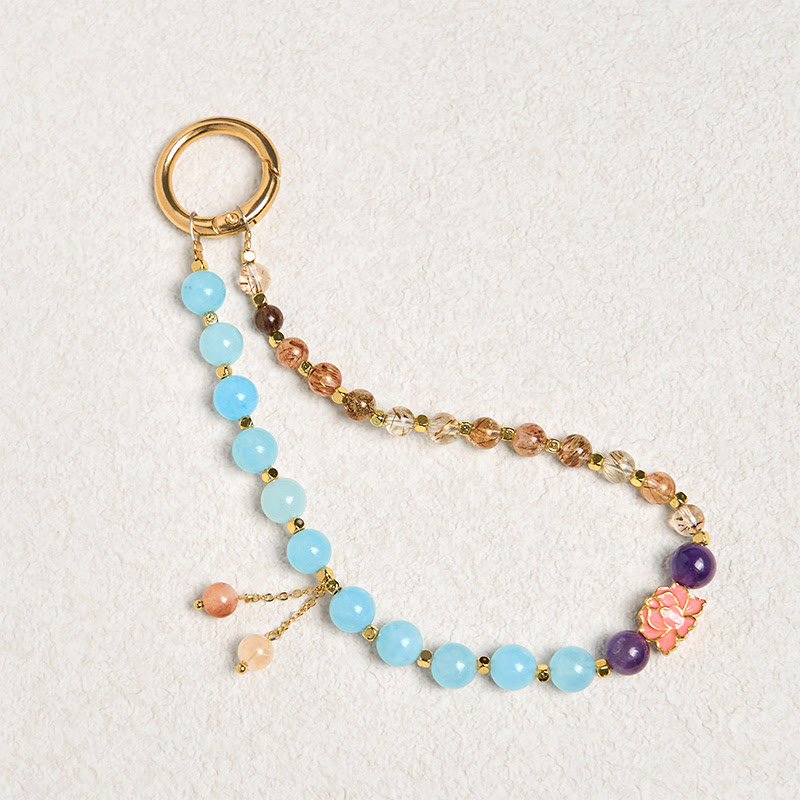 Natural Super Seven Crystal Protection Key Chain Phone Hanging Decoration