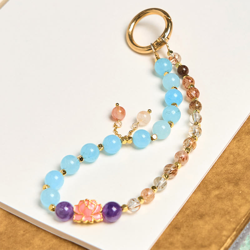Natural Super Seven Crystal Protection Key Chain Phone Hanging Decoration