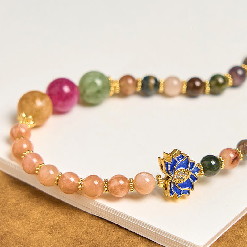 Tourmaline Sun Stone Lotus Positive Key Chain Phone Hanging Decoration