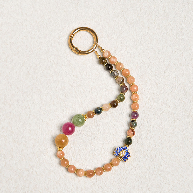Tourmaline Sun Stone Lotus Positive Key Chain Phone Hanging Decoration