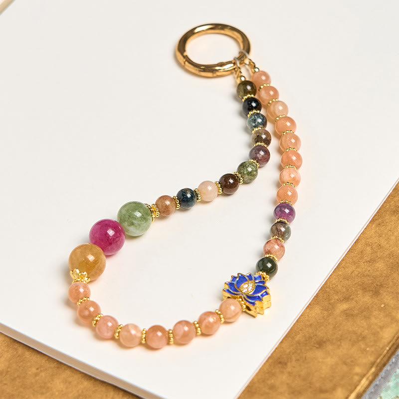 Tourmaline Sun Stone Lotus Positive Key Chain Phone Hanging Decoration