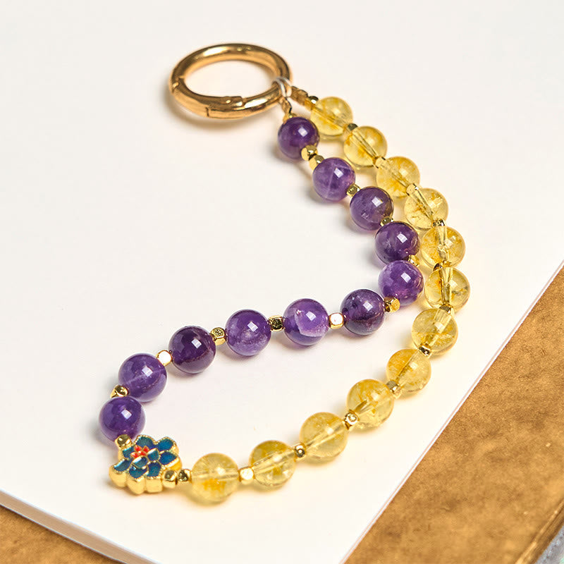 Natural Citrine and Amethyst Copper Infused Phone Charm and Keychain