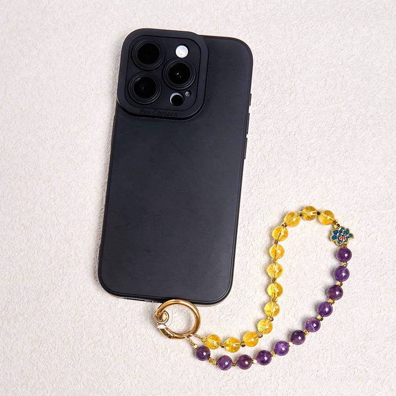 Natural Citrine and Amethyst Copper Infused Phone Charm and Keychain