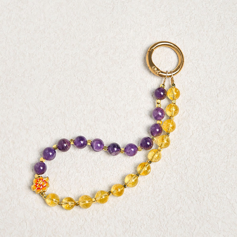 Natural Citrine and Amethyst Copper Infused Phone Charm and Keychain