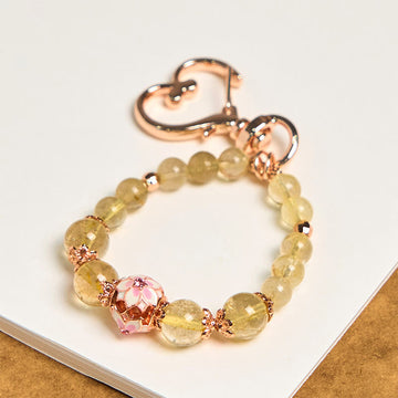 Golden Rutilated Quartz Hand-Selected Gemstone Keychain Accessory